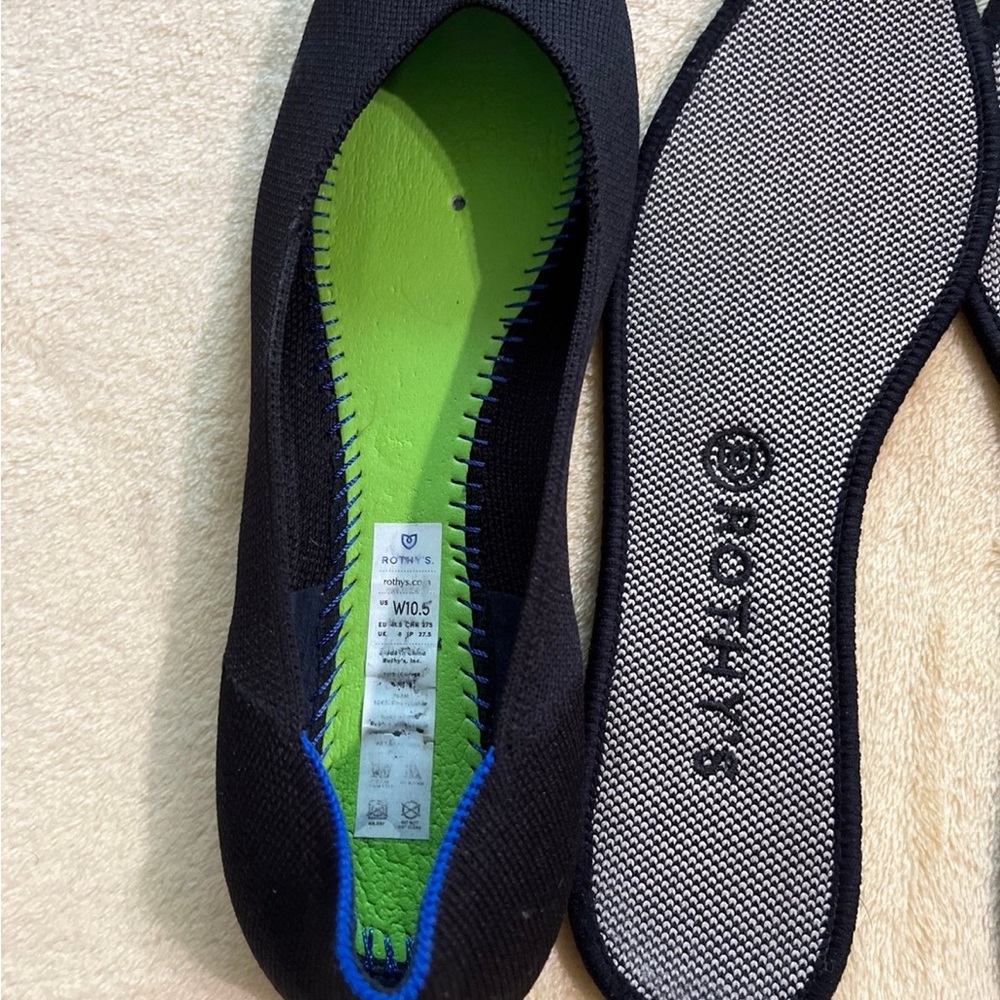 Rothy Classic Rounded Toe Solid Black Flats - image 7